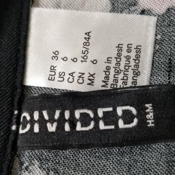 Divided Women's Mini Black Floral Dress Button Up Long Cuffed Sleeves Size 6 - Picture 7 of 10